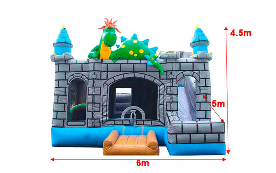 Rumah Dinosaurus Bounce Inflatable Dengan Slide Jumping Castle Untuk Anak-anak