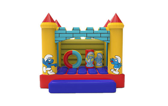 Kelas Komersial Ukuran Kecil Smurfs Inflatable Jumping Bounce House