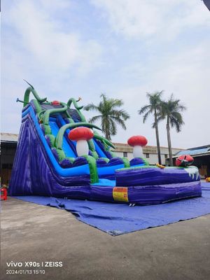 Tembok Marmer Kingdom Jamur Slide Air Inflatable Dengan Kolam Renang