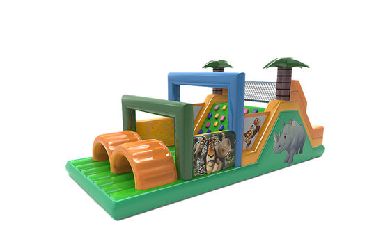 Juggle Theme Animal Rhino Inflatable Obstacle Course Dengan Sawit