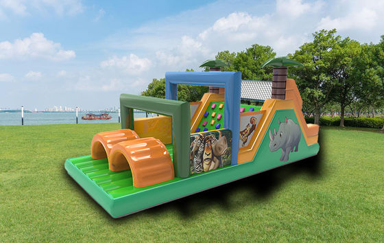 Juggle Theme Animal Rhino Inflatable Obstacle Course Dengan Sawit