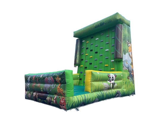 Kebun Binatang Tema Olahraga Mendaki Dinding Permainan Hijau Inflatable