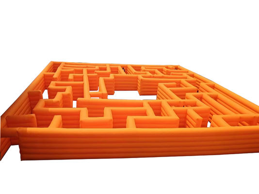 Orange 100SQM Taman Luar Ruangan Taman bermain Labirin Inflatable Untuk Dijual Sewa