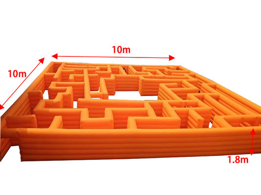 Orange 100SQM Taman Luar Ruangan Taman bermain Labirin Inflatable Untuk Dijual Sewa