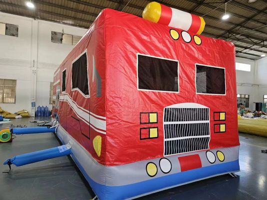 Merah dan Biru Mobil Ledakan Rumah Pemadam Kebakaran Jumping Castle