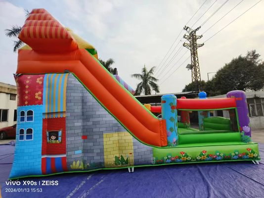 Fun Park Dry Inflatable Bouncy Slides Dengan Tema Toko Permen