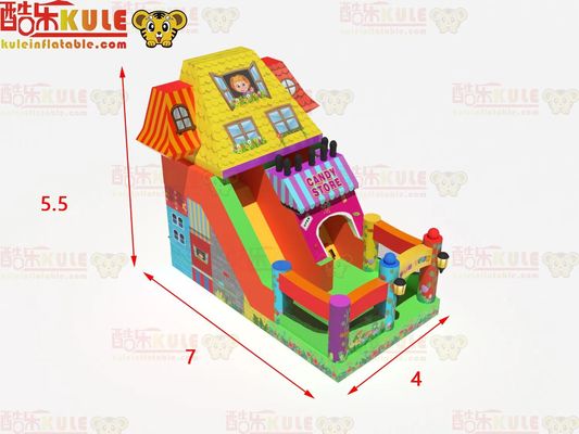 Fun Park Dry Inflatable Bouncy Slides Dengan Tema Toko Permen