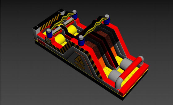 Penghalang Bahaya Rumah Bouncing Inflatable Kastil Dengan Dua Slide