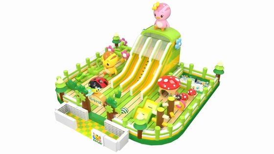 Tema peternakan dengan Jamur dan Ladybug Inflatable Bouncy Slide Castle