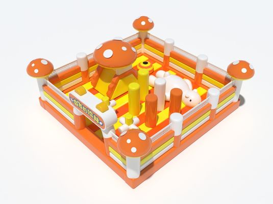 Orange Mushroom Style Kastil Inflatable Kastil Jumping Inflatable