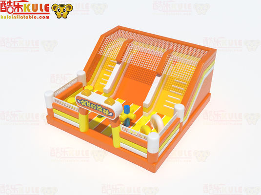 Orange Inflatable Besar Sliding Bouncy Castle Dengan Hambatan Kecil