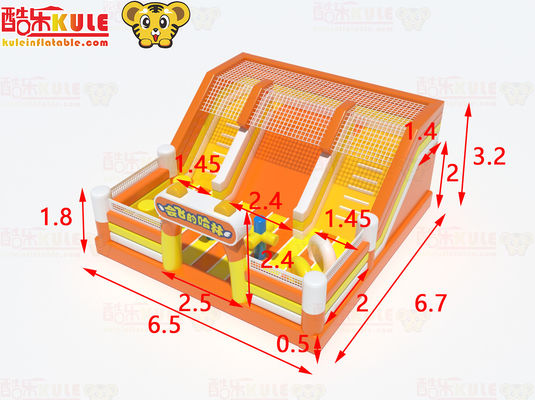 Orange Inflatable Besar Sliding Bouncy Castle Dengan Hambatan Kecil