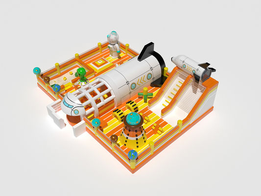 Airplane Theme Park Inflatable Bouncy Castle Dengan Slide Jumping Bed