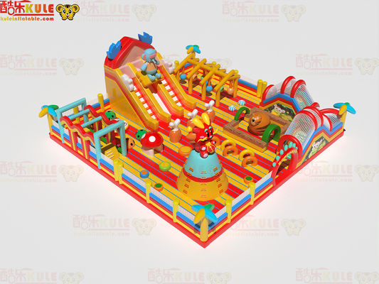 Kastil Bounce Inflatable dengan Salto Slide Penghalang untuk Anak-anak