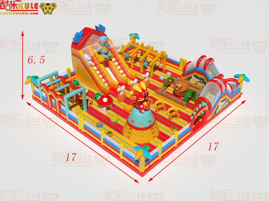 Kastil Bounce Inflatable dengan Salto Slide Penghalang untuk Anak-anak