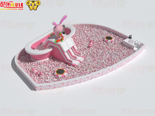 Bak Mandi Slide Inflatable Pink Dan Putih untuk Big Balls Pool