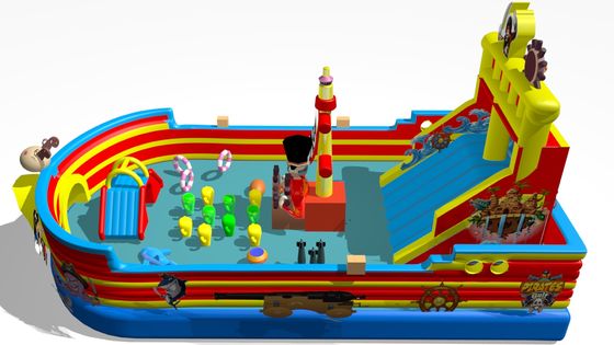 Kapal Bajak Laut besar Slide Bouncer biru merah warna kuning