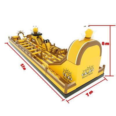 Bee Inflatable Obstacles Course Kuning Kecokelatan Dengan Slide Besar