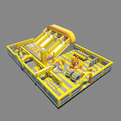 Slide besar yang bisa diembun dengan benteng lompat rintangan (kuning & putih)