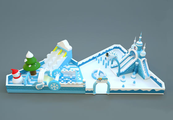 Winter Snow Park Slide Inflatable Jumping Castle (White & Bule)