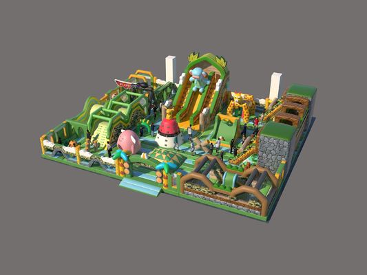 Jungle Theme Park Inflatable Bouncing Castle Untuk Anak-anak Taman bermain