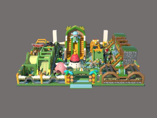 Jungle Theme Park Inflatable Bouncing Castle Untuk Anak-anak Taman bermain
