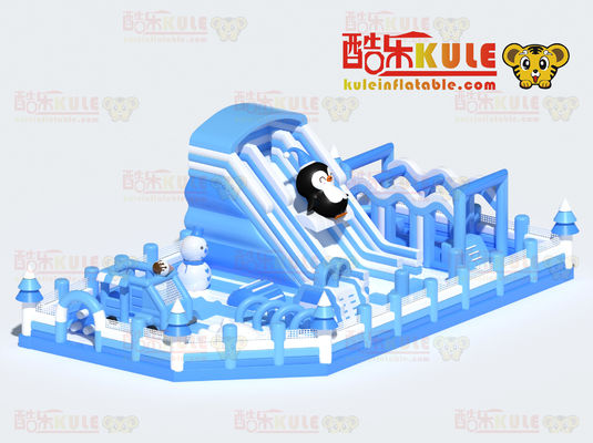 Penguin Inflatable Commercial Bouncy Castle (biru dan putih)