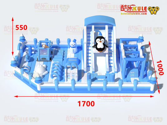 Penguin Inflatable Commercial Bouncy Castle (biru dan putih)