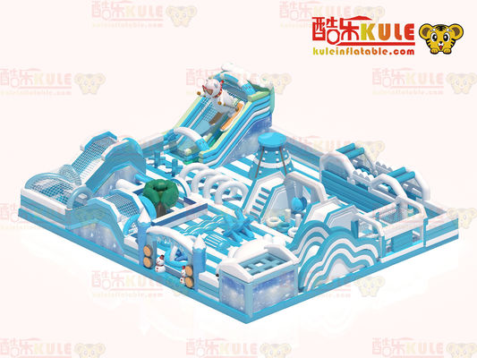 Rumah Jumper Kastil Inflatable Dengan Slide Besar (Biru & Putih)