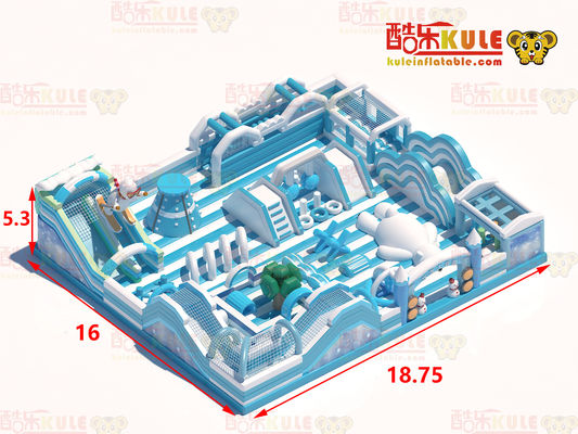 Rumah Jumper Kastil Inflatable Dengan Slide Besar (Biru & Putih)