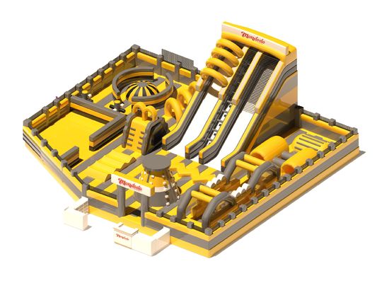 Taman bermain dalam ruangan Kastil kembung Kuning Abu-abu Dengan Slide