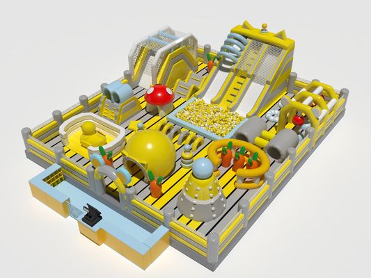 Taman bermain besar Kastil Bouncing Inflatable Kuning Abu-abu
