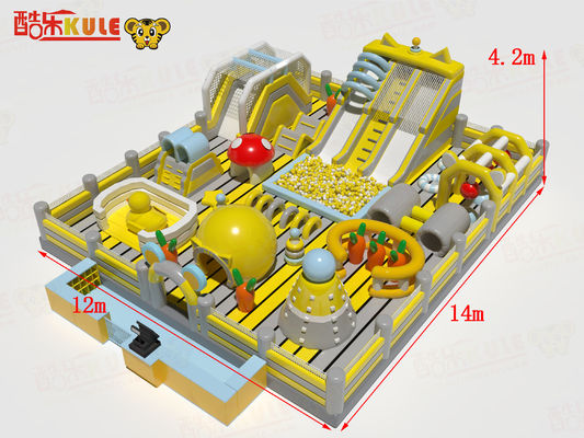 Taman bermain besar Kastil Bouncing Inflatable Kuning Abu-abu