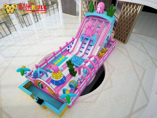 Squid Park Bouncy Inflatable Castle Indoor Playground Pink Untuk Anak-anak