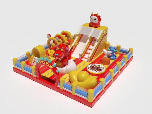 PVC Tarpaulin Dragon Park Inflatable Jumping Castle Untuk Anak-anak