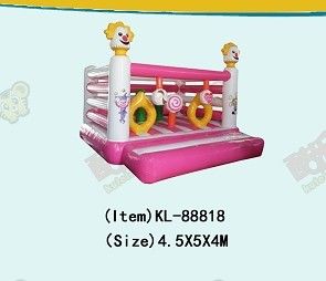 Double Stitching Inflatable Bulat Lingkaran Hambatan Kursus Bouncy Castle Logo Pencetakan