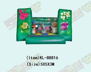Komersial Warna Hijau Gajah Inflatable Bouncy Castle Untuk Anak