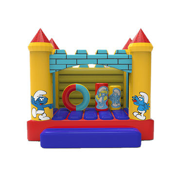 Smurfs Inflatable Jumping Castle Dengan Pilar Dan Lingkaran