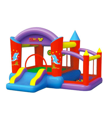 Rumah Bounce Commercial Inflatable Dengan Pola Dolphin