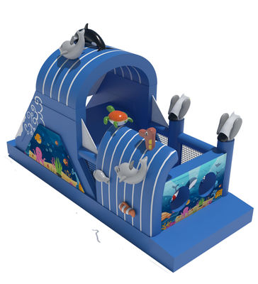 Hewan Laut Tema Rumah Bounce Inflatable Dengan Slide Kecil