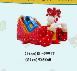 Badut Warna Merah Anak-anak Taman Hiburan Slide Inflatable Untuk Sewa