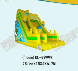 Anak-anak Taman Hiburan Kuning Inflatable Minions Slide Untuk Sewa