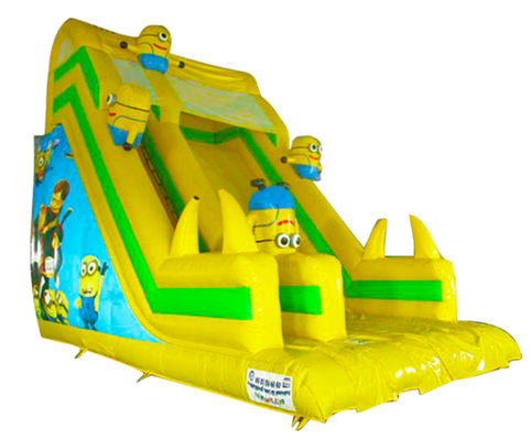 Anak-anak Taman Hiburan Kuning Inflatable Minions Slide Untuk Sewa