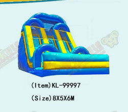 Warna Biru Besar Outdoor Dua Jalur Inflatable Slide Untuk Sewa