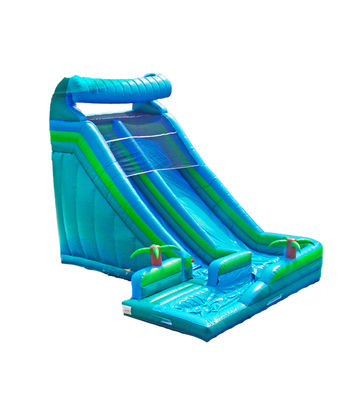 Gelombang Biru Slide Inflatable Dengan Kolam Renang Untuk Taman Air Luar Ruang