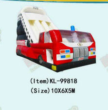 Sesuaikan Slide Inflatable Fire Truck Tema Untuk Anak-anak Partai
