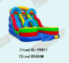 Slide Inflatable Berwarna Cerah dengan Struktur Lorong Biru