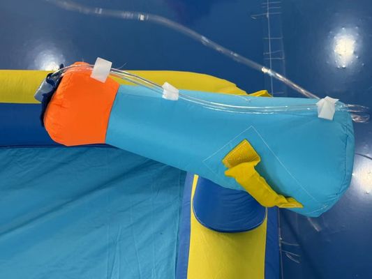 Polyester Oxford Inflatable Blue and Orange Water Slide Untuk Anak-anak Taman Hiburan