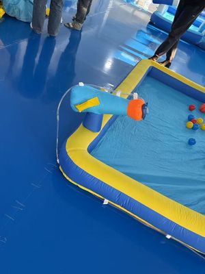 Polyester Oxford Inflatable Blue and Orange Water Slide Untuk Anak-anak Taman Hiburan