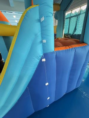 Polyester Oxford Inflatable Blue and Orange Water Slide Untuk Anak-anak Taman Hiburan